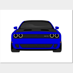 DODGE HELLCAT FRONT DARK-BLUE Posters and Art